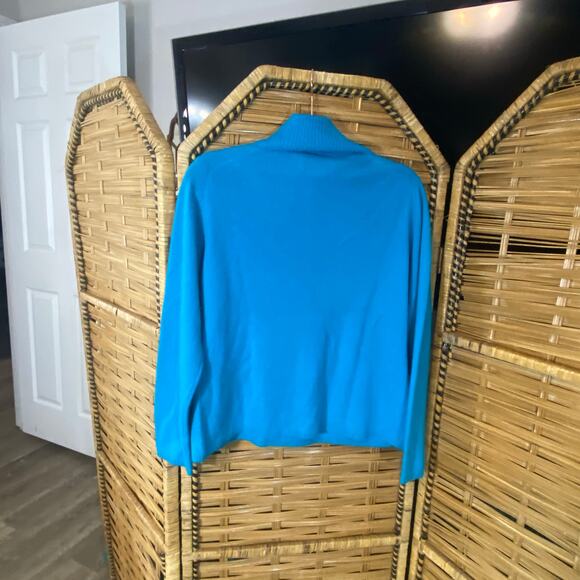 VTG Parisian Signature 100% Cashmere Turtleneck Sweater Turquoise L Hong Kong - Picture 6 of 6